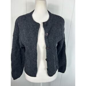 Sisley 100% Wool, Made in Italy cardigan sweater in dark gray size S. *Has flaw*